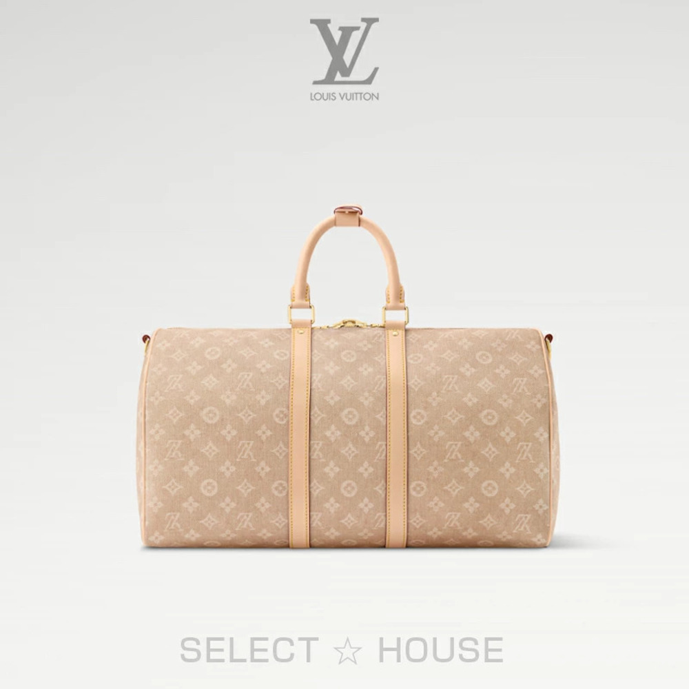Louis Vuitton Keepall Bandouliere Travel Bag Leather White Tan - Picture 3 of 4